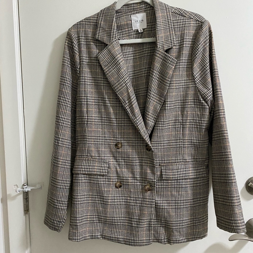 Sparkly plaid oversized blazer